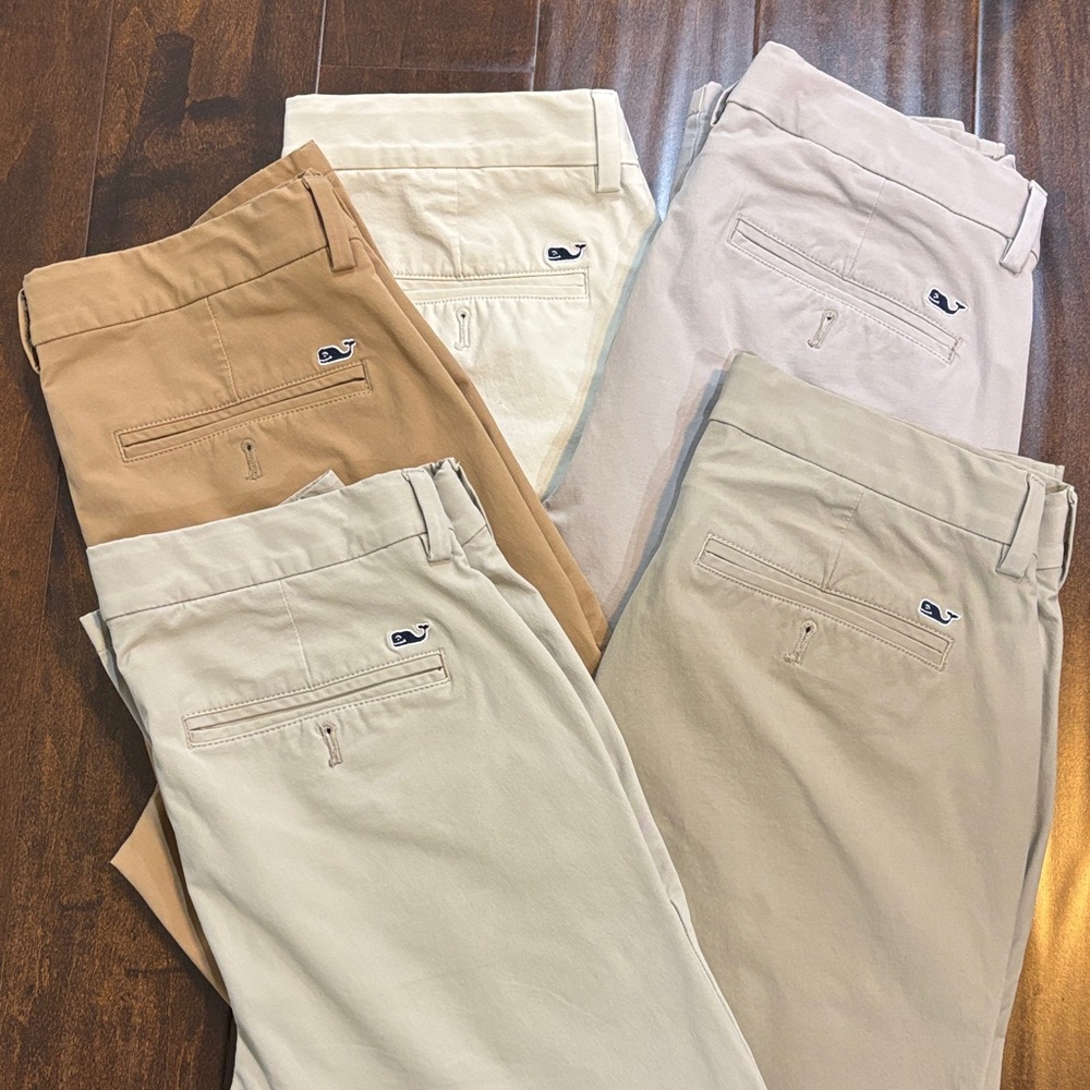 5 Pair of Vineyard Vines Men's Performance Breaker Khakis 30x32